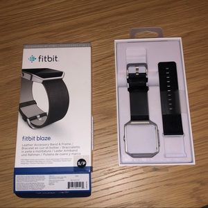 Fitbit Blaze Black Leather Accessory Band & Frame